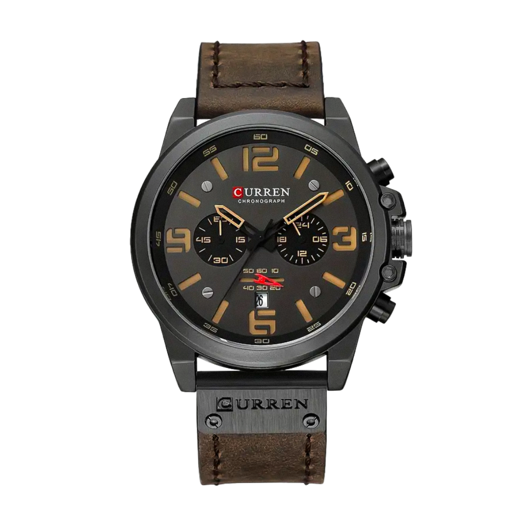 Isaac | Reloj de pulsera retro de cuero para hombre | 45 mm