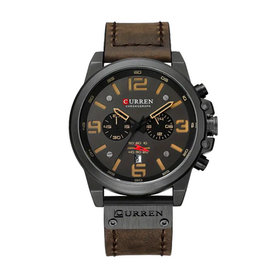 Isaac | Reloj de pulsera retro de cuero para hombre | 45 mm