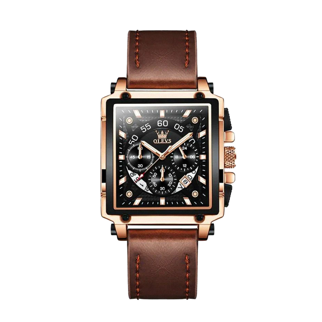 Joseph | Elegante reloj cronógrafo para hombre con caja cuadrada única | 42 x 45 mm