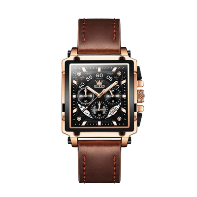 Joseph | Elegante reloj cronógrafo para hombre con caja cuadrada única | 42 x 45 mm