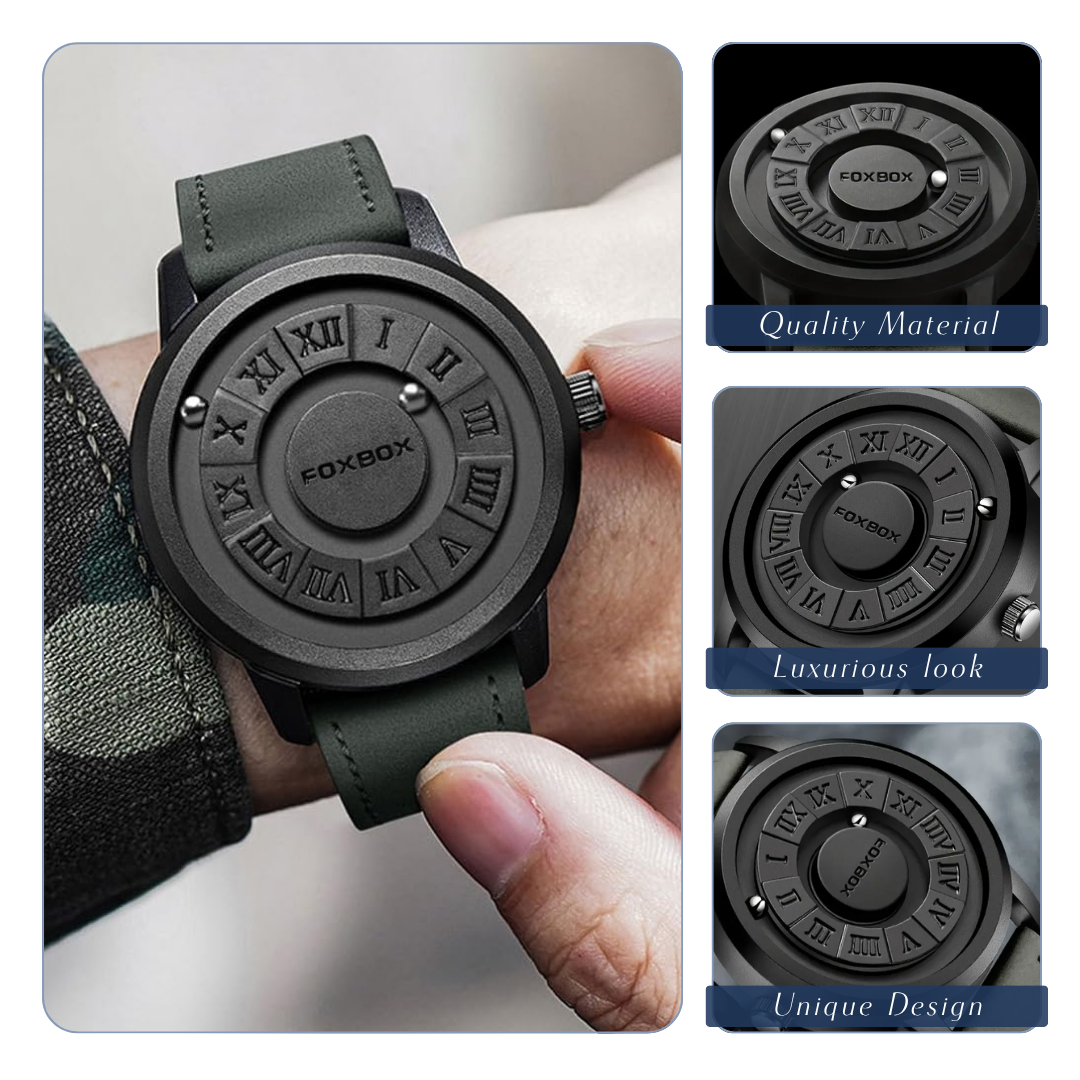 Max | Reloj de pulsera informal con esfera negra para hombre | 42 mm