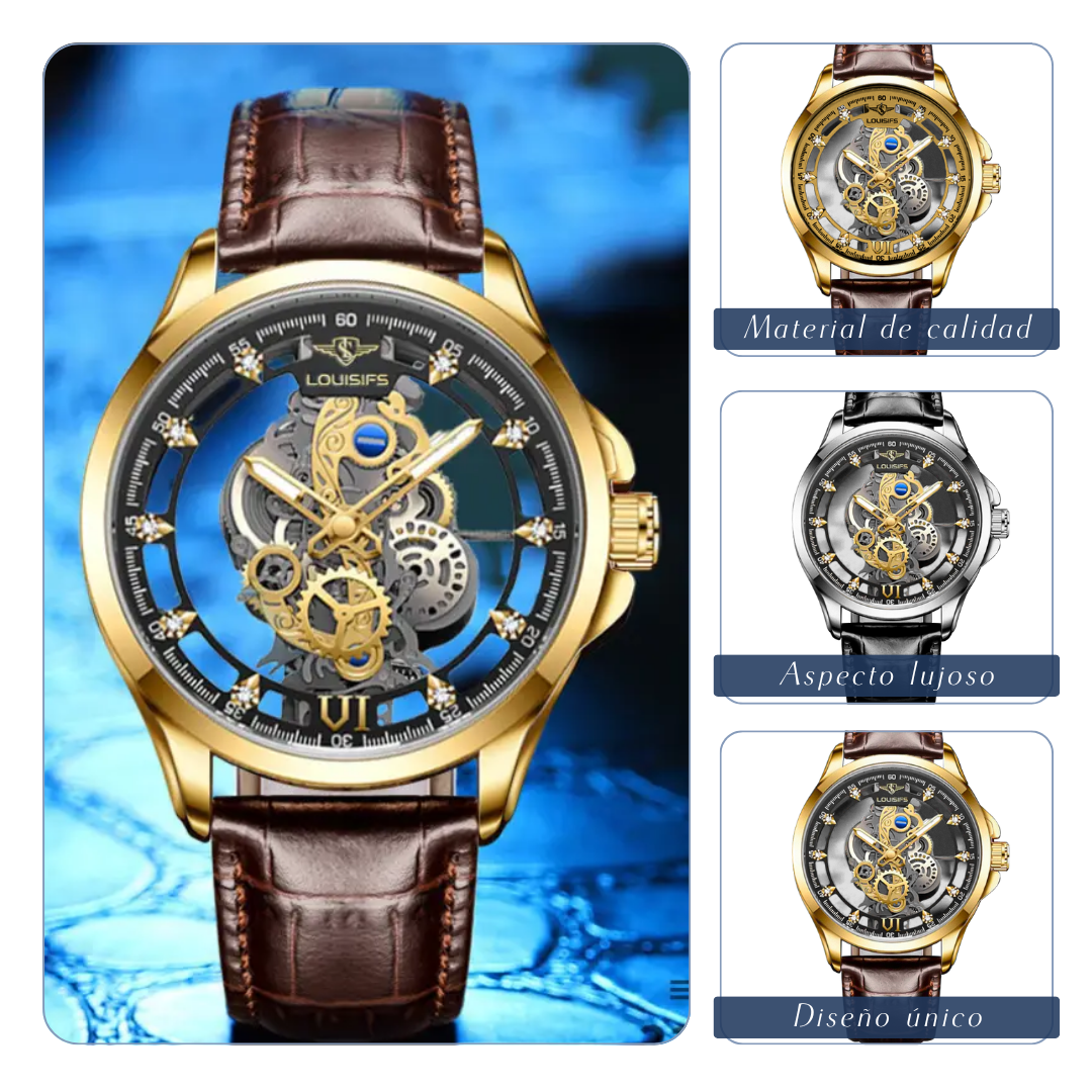 Orión | Reloj informal de negocios con diseño hueco de doble cara | 40.5 mm