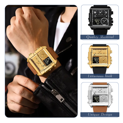 Alex | Reloj de pulsera de cuarzo con doble calendario para hombre | 51 mm