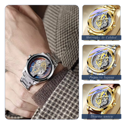 Río | Reloj Esqueleto de Cuarzo de Doble Cara Hueca | 42 mm