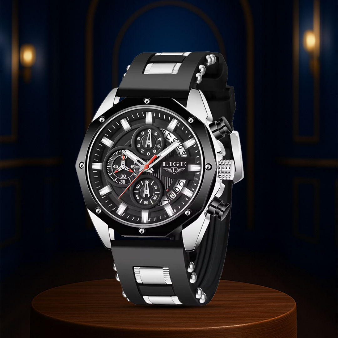 Dean | Reloj Deportivo para Hombre con Cronógrafo de Cuarzo y Correa de Silicona | 35mm