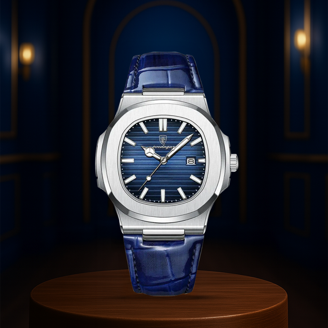 Elias | Estuche elegante combinado con una correa de cuero clásica | 40mm