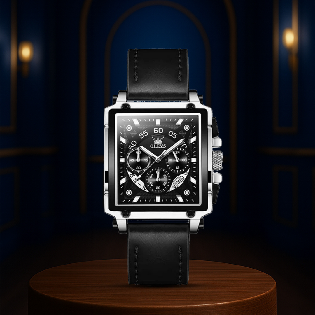 Joseph | Elegante reloj cronógrafo para hombre con caja cuadrada única | 42 x 45 mm