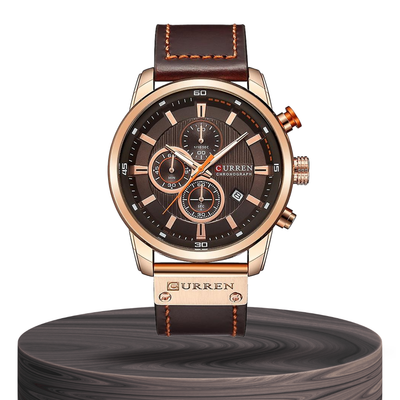 Jacob | Reloj Cronógrafo Elegante para Hombre con Correa de Cuero Marrón | 46mm