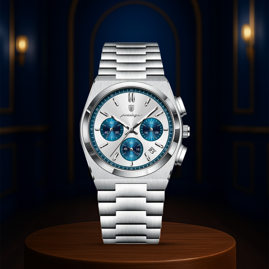 Logan | Reloj Moderno de Cronógrafo con Acabado en Acero Pulido | 40mm