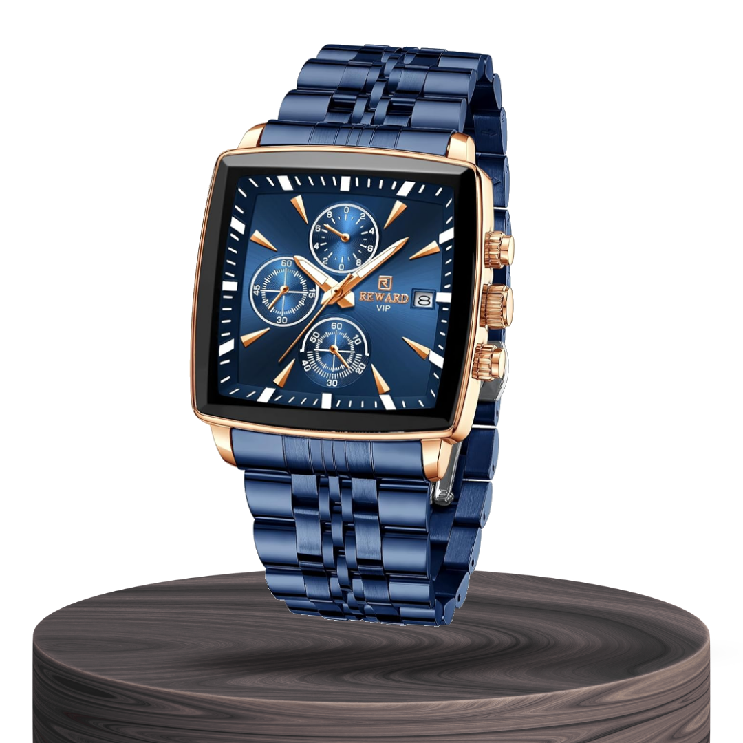 Troy | Reloj de pulsera de lujo para hombres de cuarzo rectangular de 47 mm