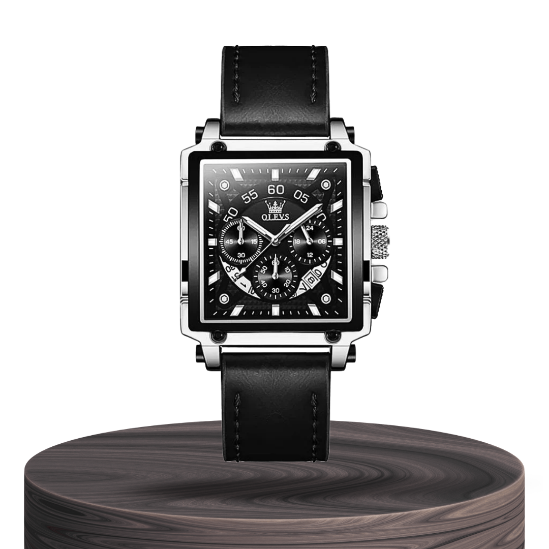 Joseph | Elegante reloj cronógrafo para hombre con caja cuadrada única | 42 x 45 mm