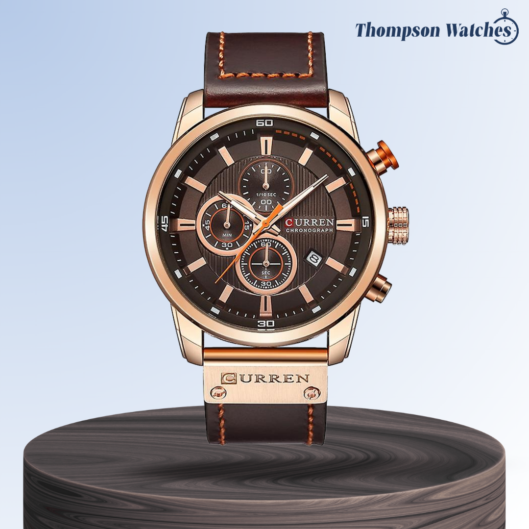Jacob | Reloj Cronógrafo Elegante para Hombre con Correa de Cuero Marrón | 46mm