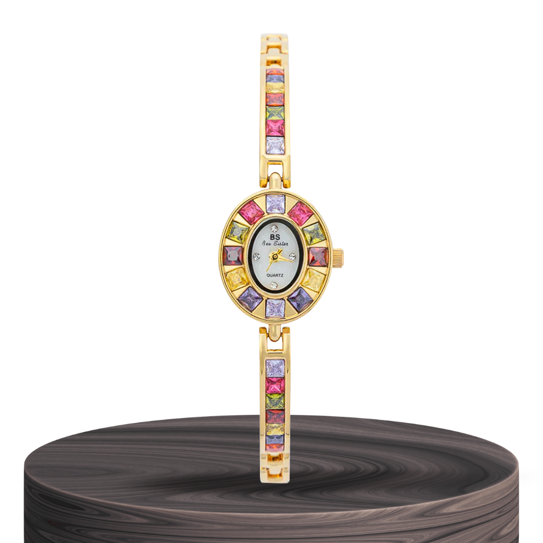 Seravina | Reloj de pulsera para mujer con piedras preciosas ovaladas | 28 mm