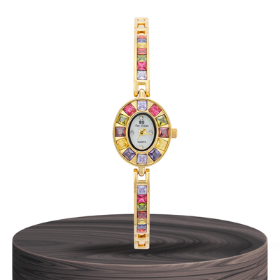 Seravina | Reloj de pulsera para mujer con piedras preciosas ovaladas | 28 mm