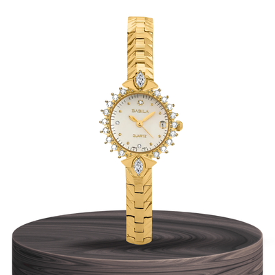 Valenza | Reloj de pulsera para mujer con bisel de cristal dorado | 32 mm