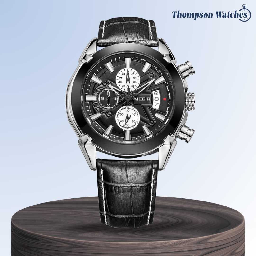 Reloj Cronógrafo Audaz de Cuero Sofisticado Jaxon | 47 mm