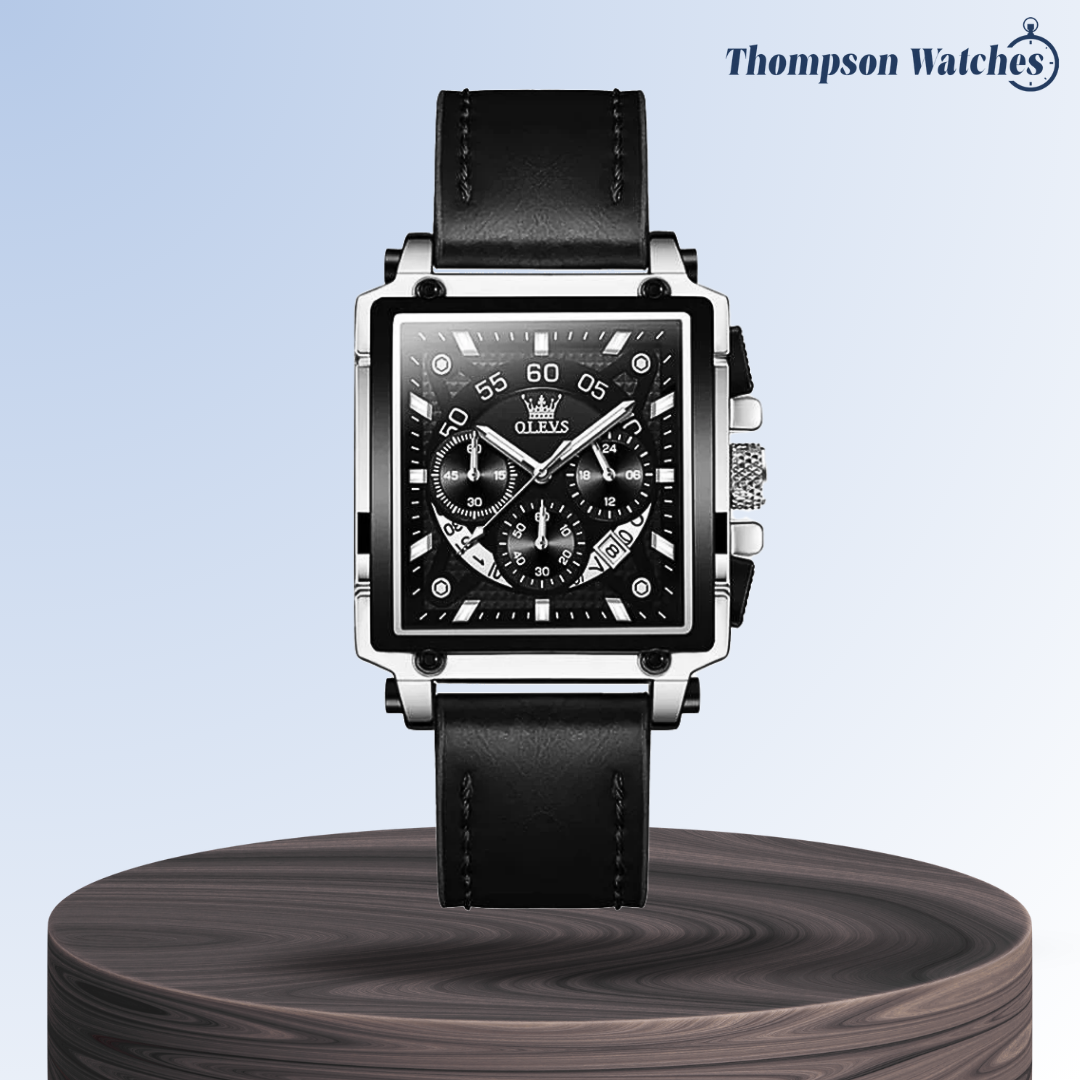 Joseph | Elegante reloj cronógrafo para hombre con caja cuadrada única | 42 x 45 mm