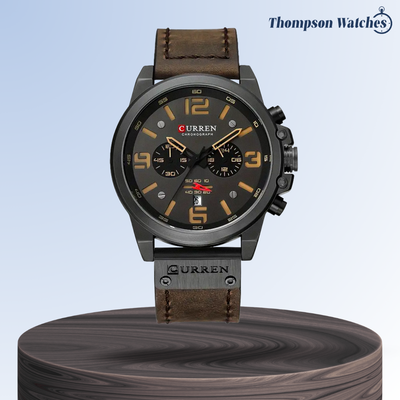 Isaac | Reloj de pulsera retro de cuero para hombre | 45 mm