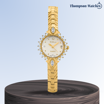 Valenza | Reloj de pulsera para mujer con bisel de cristal dorado | 32 mm