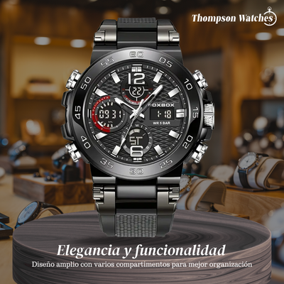 Nate | Reloj de cuarzo militar digital con doble pantalla para hombre | 46 mm