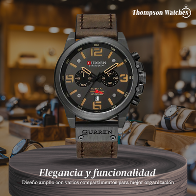 Isaac | Reloj de pulsera retro de cuero para hombre | 45 mm