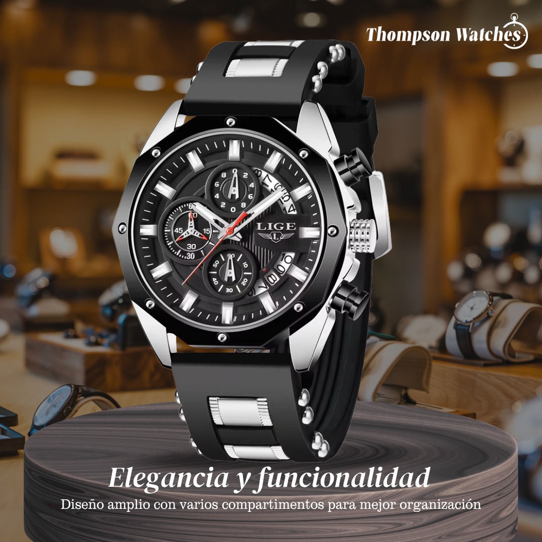 Dean | Reloj Deportivo para Hombre con Cronógrafo de Cuarzo y Correa de Silicona | 35mm