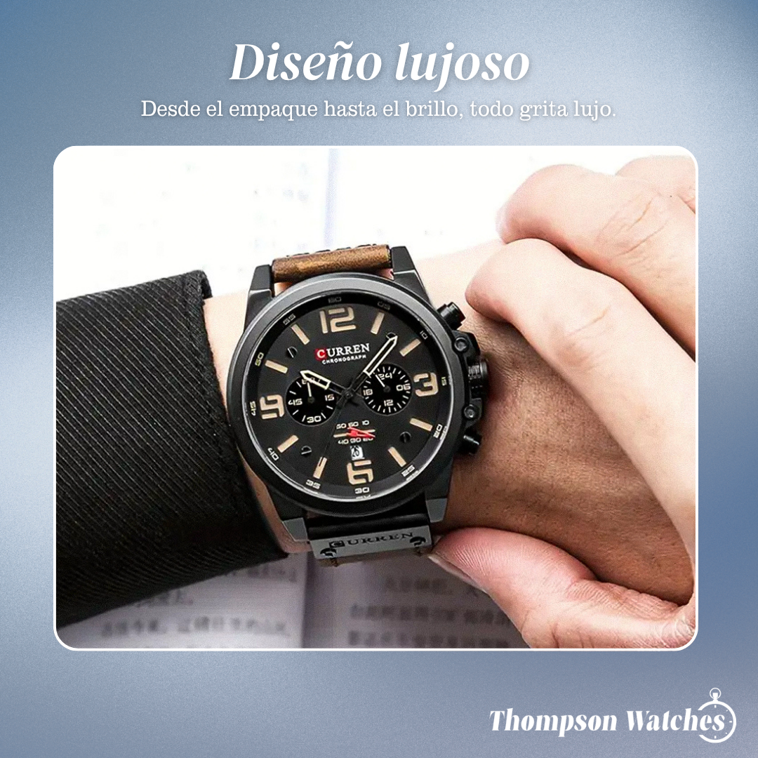 Isaac | Reloj de pulsera retro de cuero para hombre | 45 mm