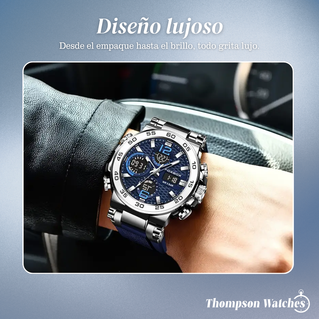 Nate | Reloj de cuarzo militar digital con doble pantalla para hombre | 46 mm