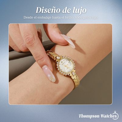 Valenza | Reloj de pulsera para mujer con bisel de cristal dorado | 32 mm