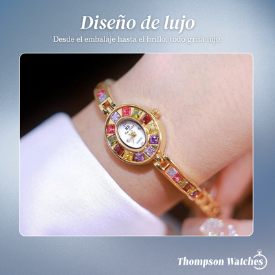 Seravina | Reloj de pulsera para mujer con piedras preciosas ovaladas | 28 mm