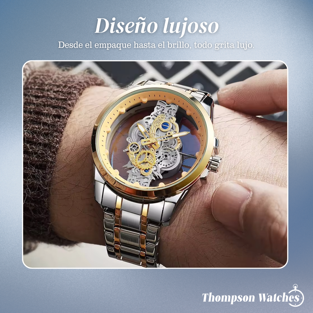 Río | Reloj Esqueleto de Cuarzo de Doble Cara Hueca | 42 mm