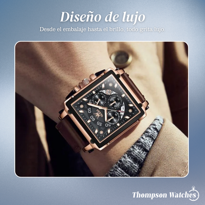 Joseph | Elegante reloj cronógrafo para hombre con caja cuadrada única | 42 x 45 mm