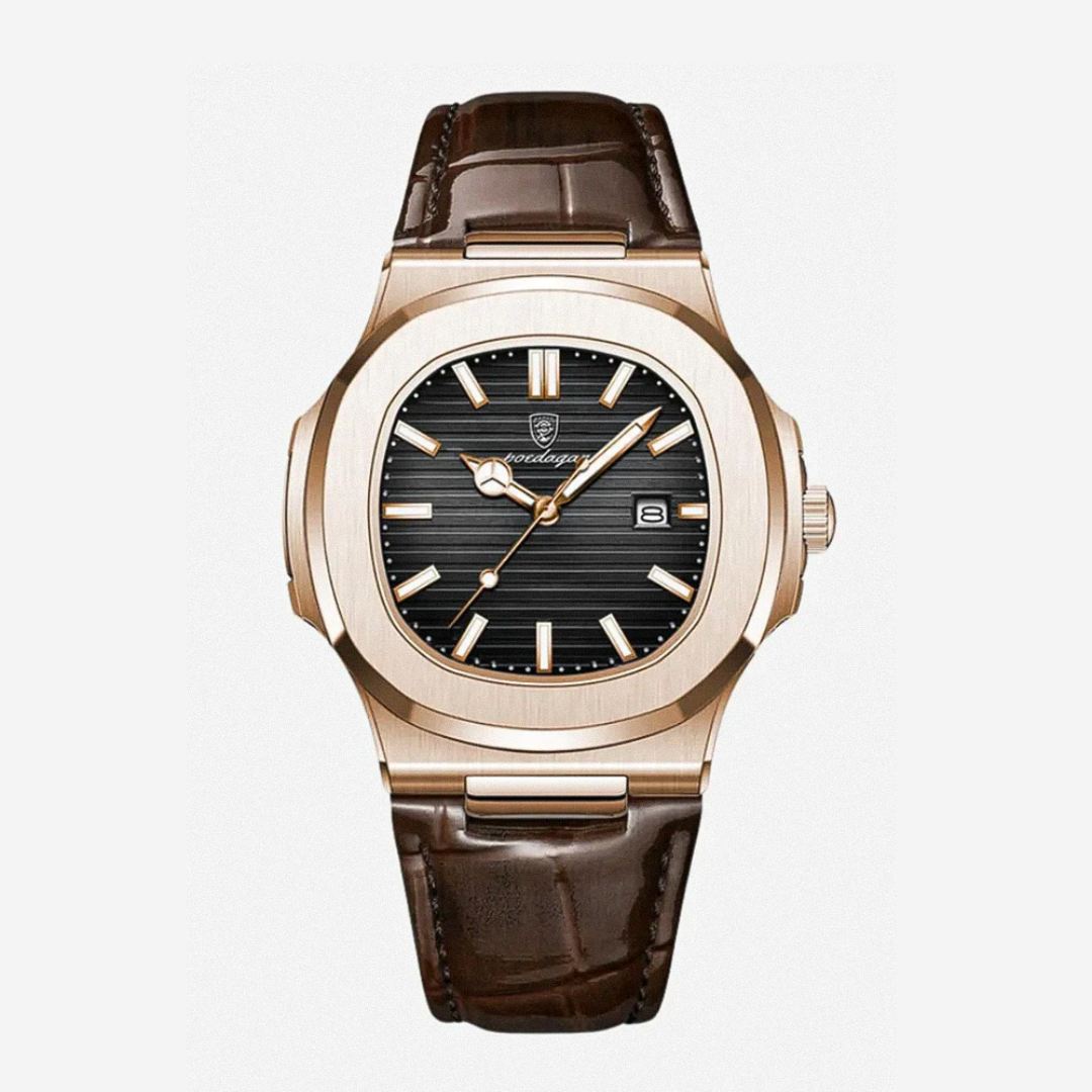 Elias | Estuche elegante combinado con una correa de cuero clásica | 40mm