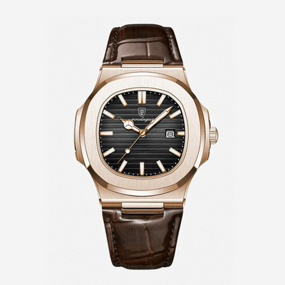 Elias | Estuche elegante combinado con una correa de cuero clásica | 40mm