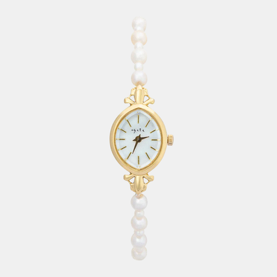 Lunavine | Reloj de pulsera para mujer con detalles de perla dorada | 32 mm