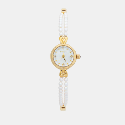 Elisara | Reloj para mujer con pulsera de perlas doradas | 32 mm