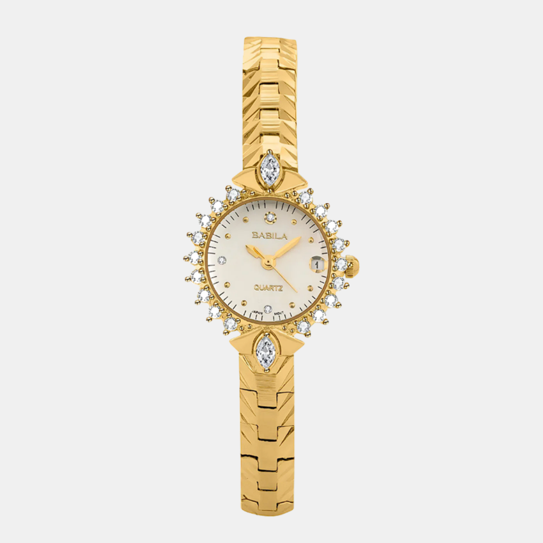 Valenza | Reloj de pulsera para mujer con bisel de cristal dorado | 32 mm