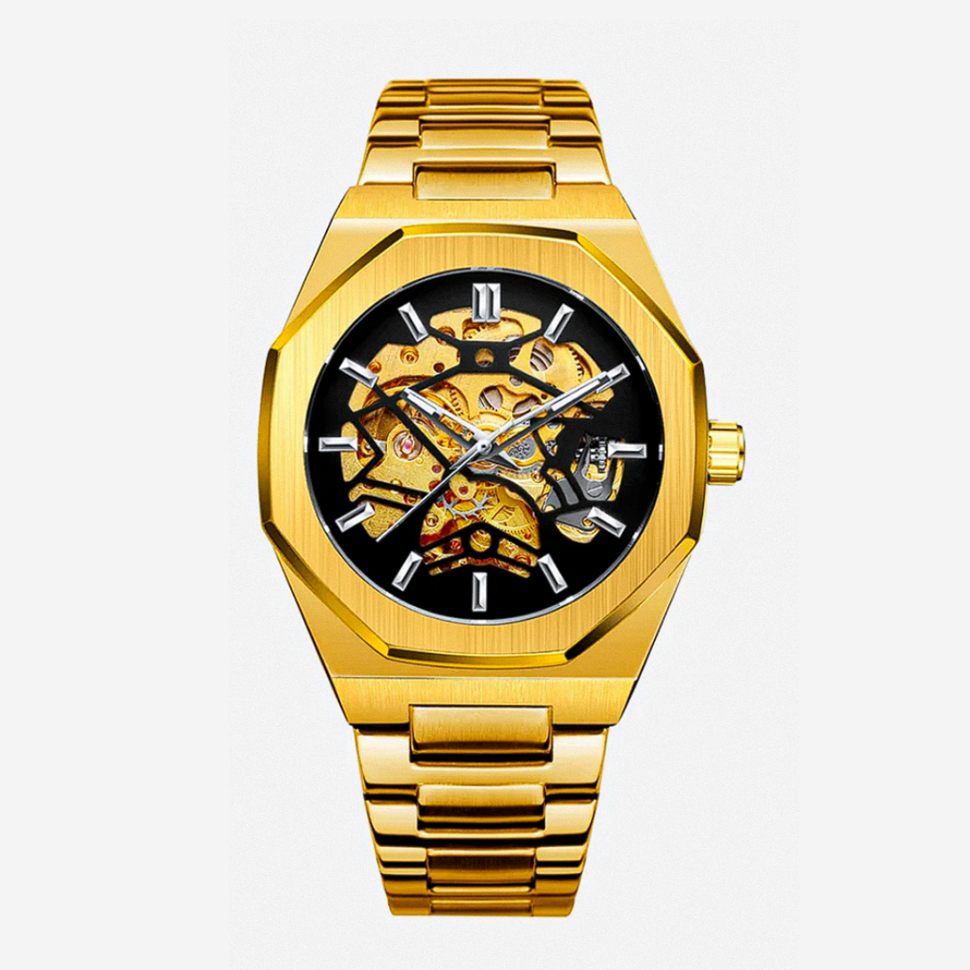 Luca | Reloj de Movimiento de Esqueleto Intrincado en Acero Cepillado de Estilo Audaz | 42 mm