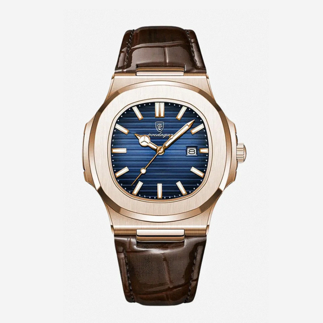 Elias | Estuche elegante combinado con una correa de cuero clásica | 40mm