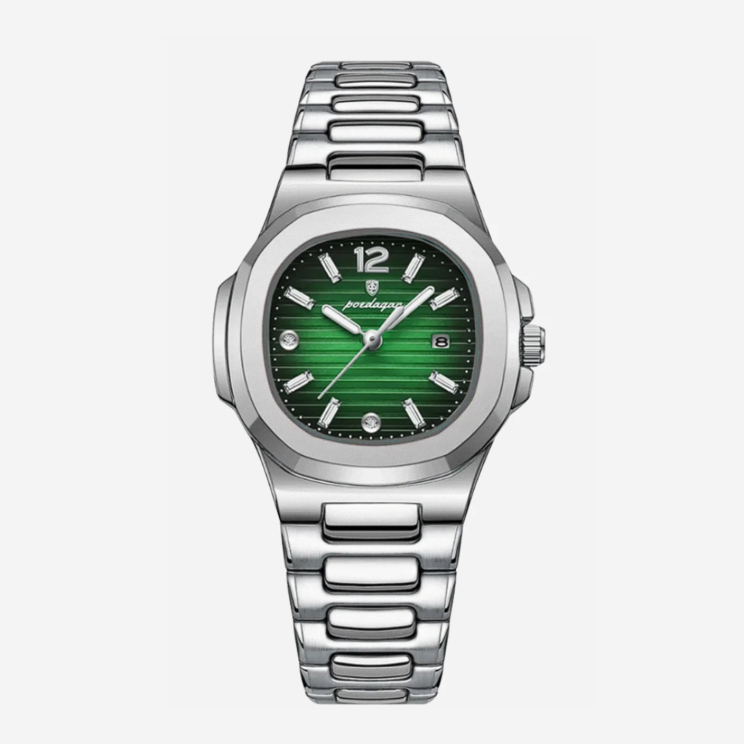 Evan | Reloj de diseño de acero integrado y pulido con detalles refinados de esfera | 31 mm