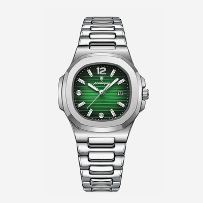 Evan | Reloj de diseño de acero integrado y pulido con detalles refinados de esfera | 31 mm