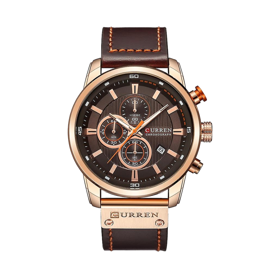 Jacob | Reloj Cronógrafo Elegante para Hombre con Correa de Cuero Marrón | 46mm