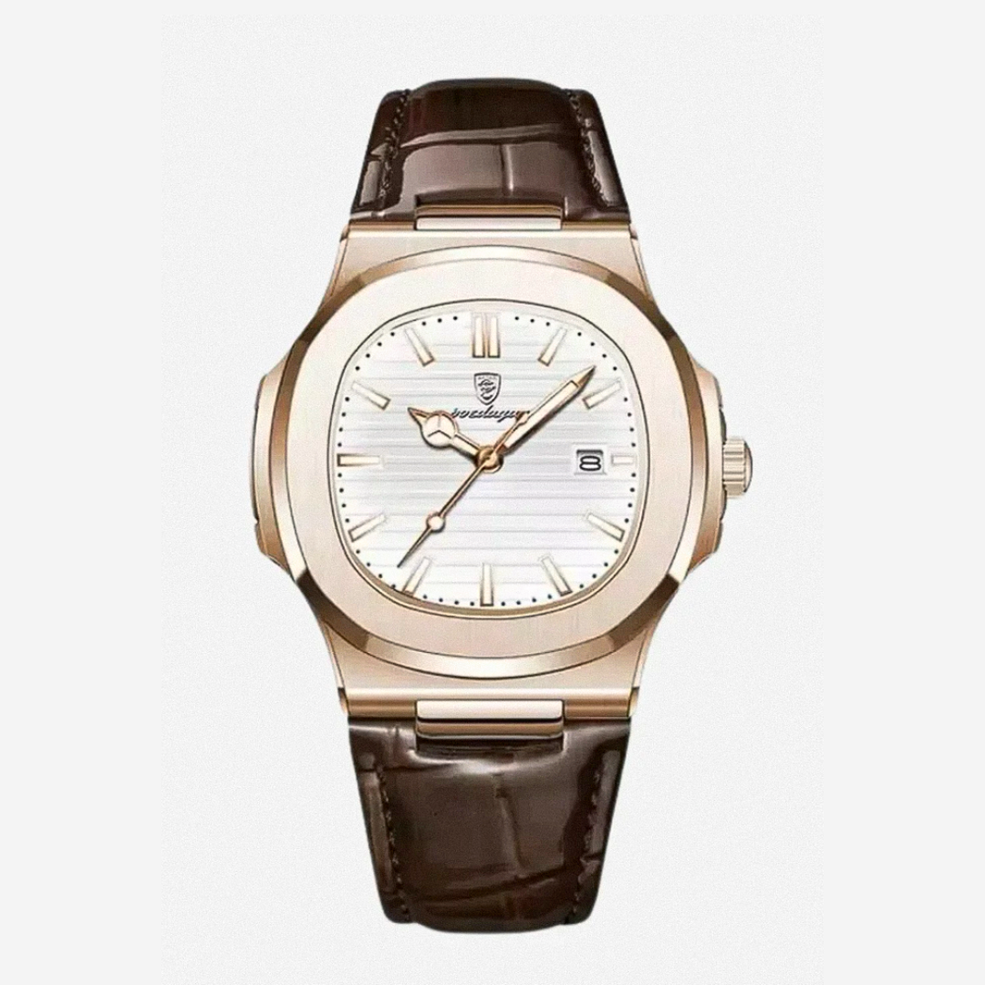 Elias | Estuche elegante combinado con una correa de cuero clásica | 40mm