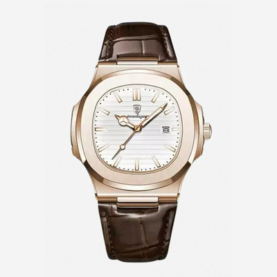 Elias | Estuche elegante combinado con una correa de cuero clásica | 40mm