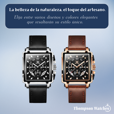 Joseph | Elegante reloj cronógrafo para hombre con caja cuadrada única | 42 x 45 mm