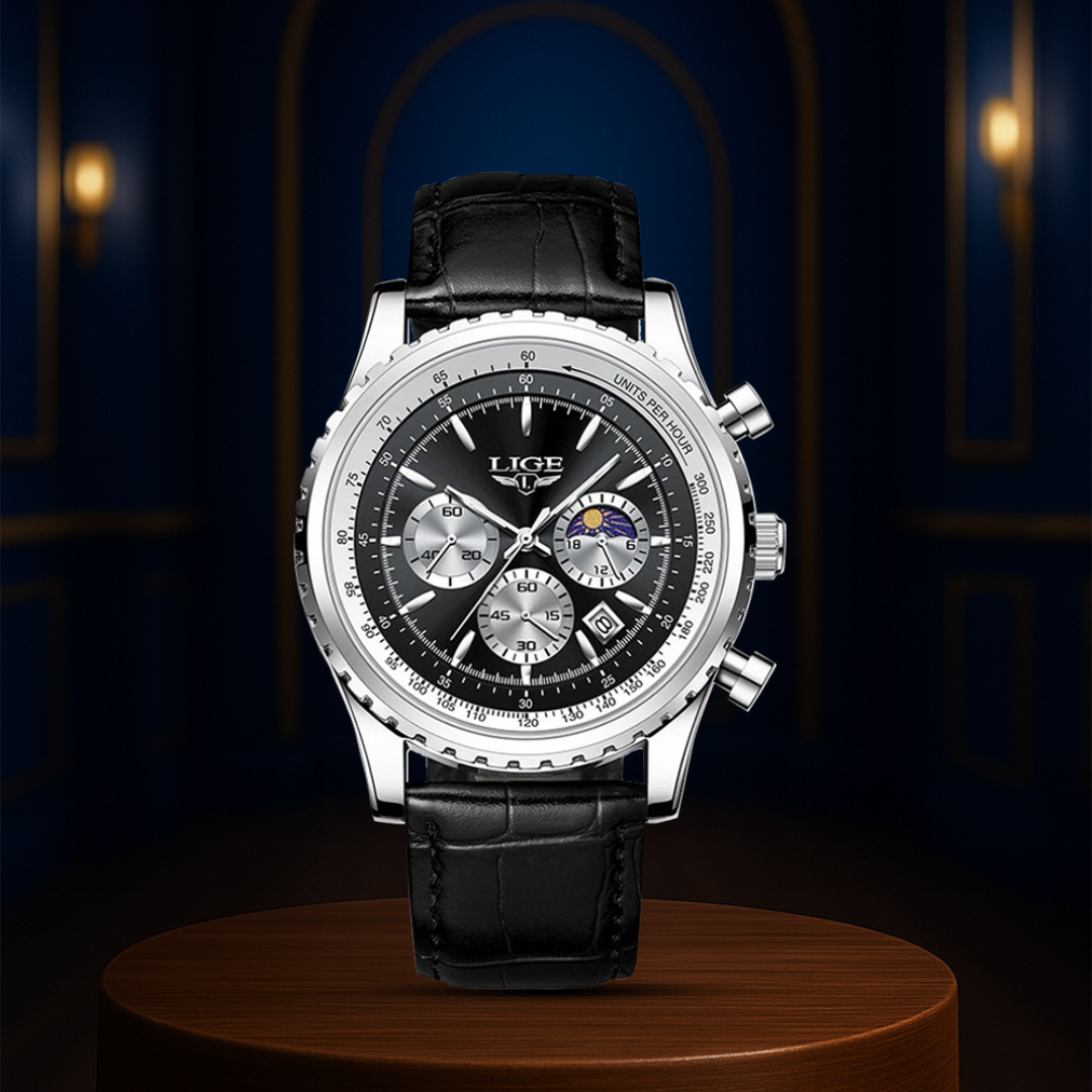 Leo | Elegante reloj cronógrafo con fase lunar | 46 mm