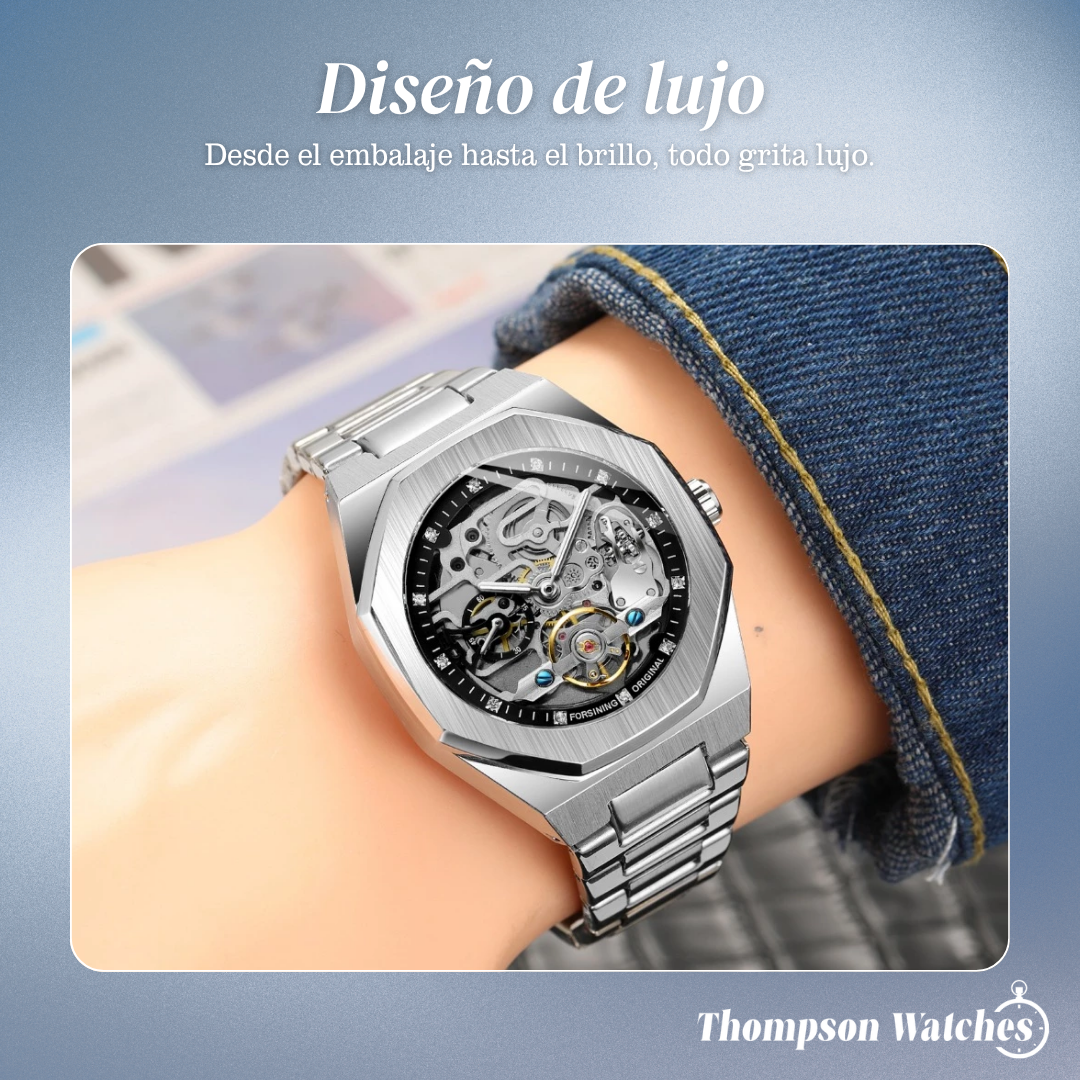 Luca | Reloj de Movimiento de Esqueleto Intrincado en Acero Cepillado de Estilo Audaz | 42 mm