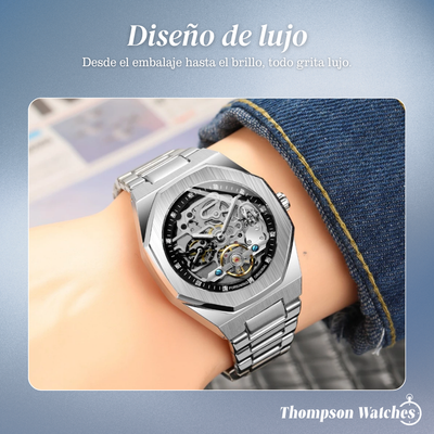 Luca | Reloj de Movimiento de Esqueleto Intrincado en Acero Cepillado de Estilo Audaz | 42 mm