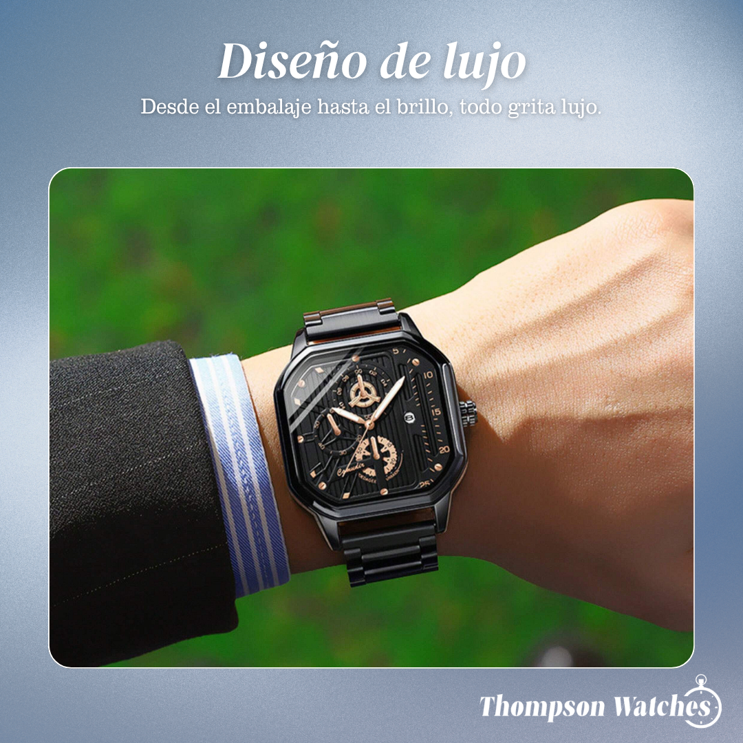 Orion | Reloj Geométrico de Estilo Industrial en Negro Íntegro y Grande | 41 mm