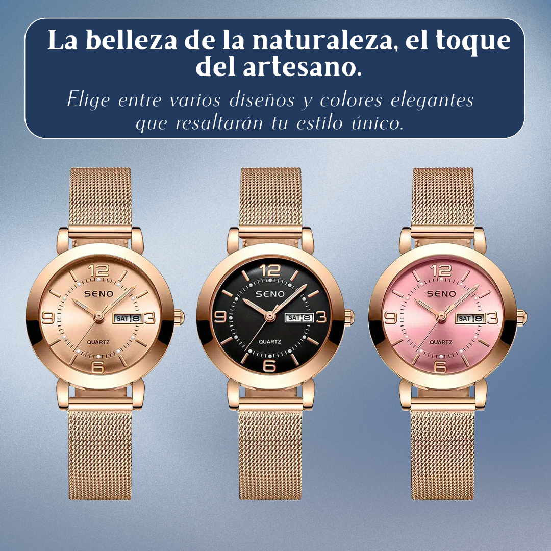 Reloj para mujer Elizabeth con correa de malla sofisticada de 28 mm